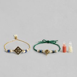 Anouk Unisex Set of 2 Beaded Bhai Bhabhi Rakhis With Roli & Chawal-image-63