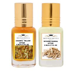Menjewell Set of 2 Champa Yellow & Mysore Sandal Attar - 5 ml each-5