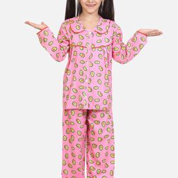 BownBee Girls Pink & Green Printed Night Suit-image-15
