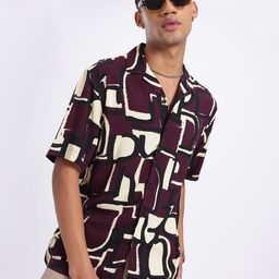 glitchez Geometric Play Printed Relaxed Shirt-image-30