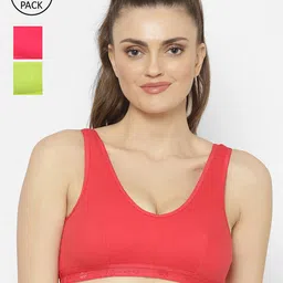 Floret Pack of 3 Solid Non-Wired Non Padded Workout Bra-24