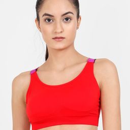 Lebami Red & Black Solid Non-Wired Removable Padding Workout Bra 1583_Red_30C-picture-1