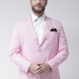 Hangup Men Pink Solid Regular Fit Single-Breasted Blazer-58