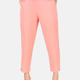 Aawari Women Peach-Coloured Regular Fit Solid Regular Trousers with Belt-picture-6