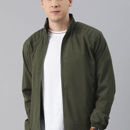 VOXATI Men Green Solid Bomber Jacket-image-87