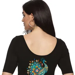 NOT YET by us Back Printed Stretchable Saree Blouse-picture-38