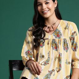 Sangria Floral Print Puff Sleeve Empire Top-image-36