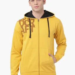 Wildcraft Men Mustard Yellow Printed Hooded Sweatshirt-image-76