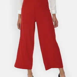 Van Heusen Woman Women Red Urban Slim Regular Fit Solid Culottes-image-1