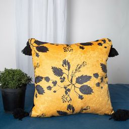 HOSTA HOMES Orange & Grey Floral Velvet Square Cushion Covers-27