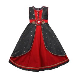 Wish Karo Girls Red & Black Embellished Maxi Dress-image-51