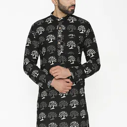 Wintage Men Black & Beige Printed Straight Kurta-picture-29