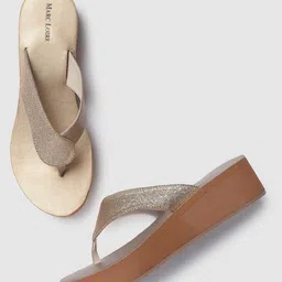 Marc Loire Women Gold-Toned Shimmer Flatform Heels-image-98