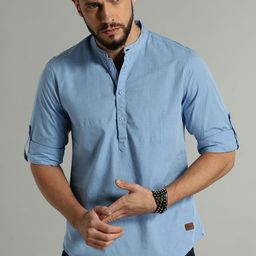Roadster Men Blue Regular Fit Solid Sustainable Casual Shirt-picture-34