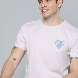 Mast & Harbour Men Lavender Printed Detail Pure Cotton T-shirt-image-8