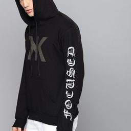Kook N Keech Men Black Rubber Print Hooded Sweatshirt-image-10