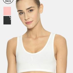 TWIN BIRDS Pack Of 3 Solid Non Padded Workout Bra 1532N_CB/PW/RL-image-54