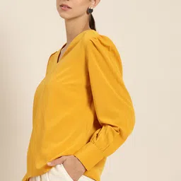her by invictus Women Mustard Yellow Solid Regular Top-51