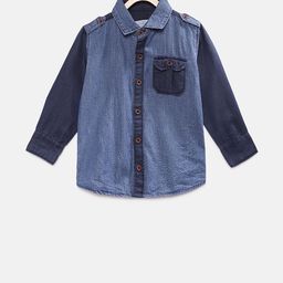 TONYBOY Boys Blue Regular Fit Printed Denim Casual Shirt-image-45