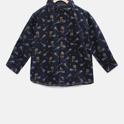 TONYBOY Boys Blue Regular Fit Printed Denim Casual Shirt-image-37