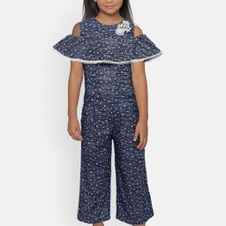 Peppermint Girls Navy Blue Printed Basic Jumpsuit-image-20