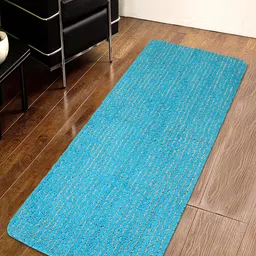 Saral Home Turquoise Blue Striped Microfiber Anti-Skid Multipurpose Runner-27