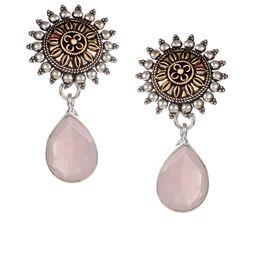 Bamboo Tree Jewels Pink & Gold-Toned Classic Drop Earrings-2