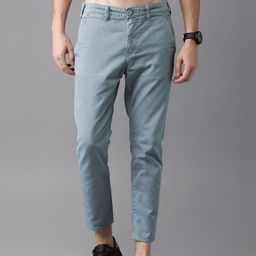 HERE&NOW Men Grey Slim Fit Solid Regular Trousers-image-23