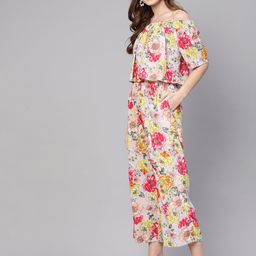 Pannkh Women Pink & Yellow Printed Layered Basic Jumpsuit-image-68
