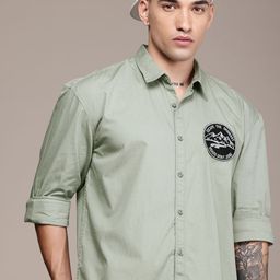 The Roadster Life Co. Relaxed Fit Applique Detailed Pure Cotton Casual Shirt-picture-40