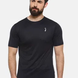 Campus Sutra Men Black Solid Round Neck T-shirt-image-32