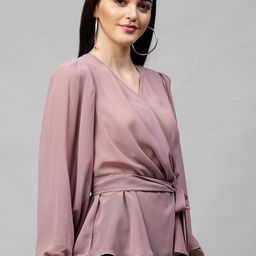 Athena Mauve Sheer Wrap Top-image-71