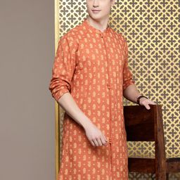 House of Pataudi Ethnic Motifs Printed Pure Cotton Rozana Kurta-picture-25