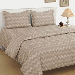 SWAYAM Brown Abstract 600 TC Cotton 1  King Bedsheet with 2 Pillow Covers-29