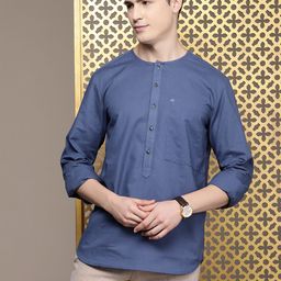 House of Pataudi Solid Round-Neck Rozana Kurta-picture-25