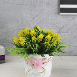 FOLIYAJ Green & Yellow Artificial Plant With Fern Leaves & Pot-13