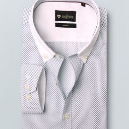 INVICTUS White Printed Slim Fit SemiSustainable Formal Shirt-image-0