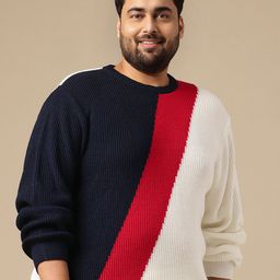 Sztori Plus Size Acrylic Colourblocked Pullover-image-29