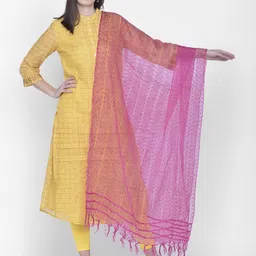 Dupatta Bazaar Pink Self-Striped Dupatta-25