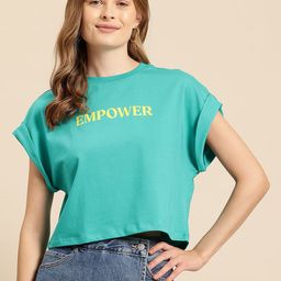 Mast & Harbour Printed Extended Sleeves Cropped Boxy T-shirt-image-59
