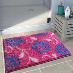 Athom Trendz Set of 2 Pink Patterned Anti Slip Bath Rugs-4