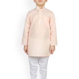 SG YUVRAJ Boys Peach Pure Cotton Kurta with Pyjamas-image-32