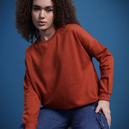 The Roadster Lifestyle Co. Solid Drop Shoulder Sleeves Oversized Sweatshirt-image-75