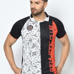 Duke Men Black & White Printed Polo Collar T-shirt-image-86