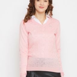 JUMP USA Women Pink Self Design Pullover Sweater-image-84