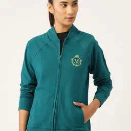 MABISH by Sonal Jain Women Teal Green & Golden Cotton Brand Logo Printed Sweatshirt-image-24