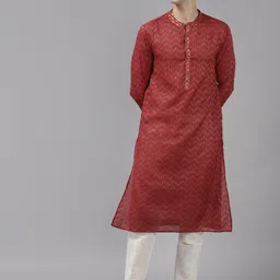 See Designs Men Maroon Thread Work Kurta with Trousers-picture-33