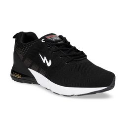 Campus SYRUS Men Black & White Mesh Running Shoes-2