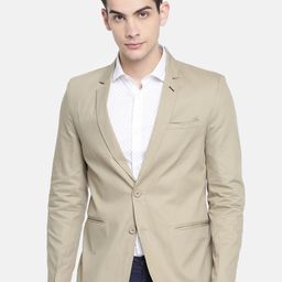 The Indian Garage Co Men Beige Solid Casual Blazer-image-87