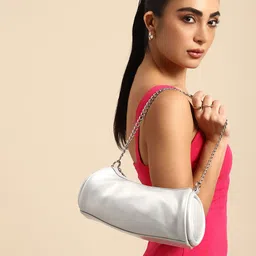 DressBerry Baguette Shoulder Bag with Chain Strap-11